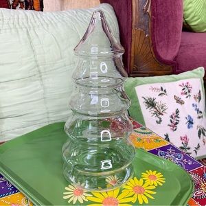 70s Libbey Glass Christmas Tree Dish